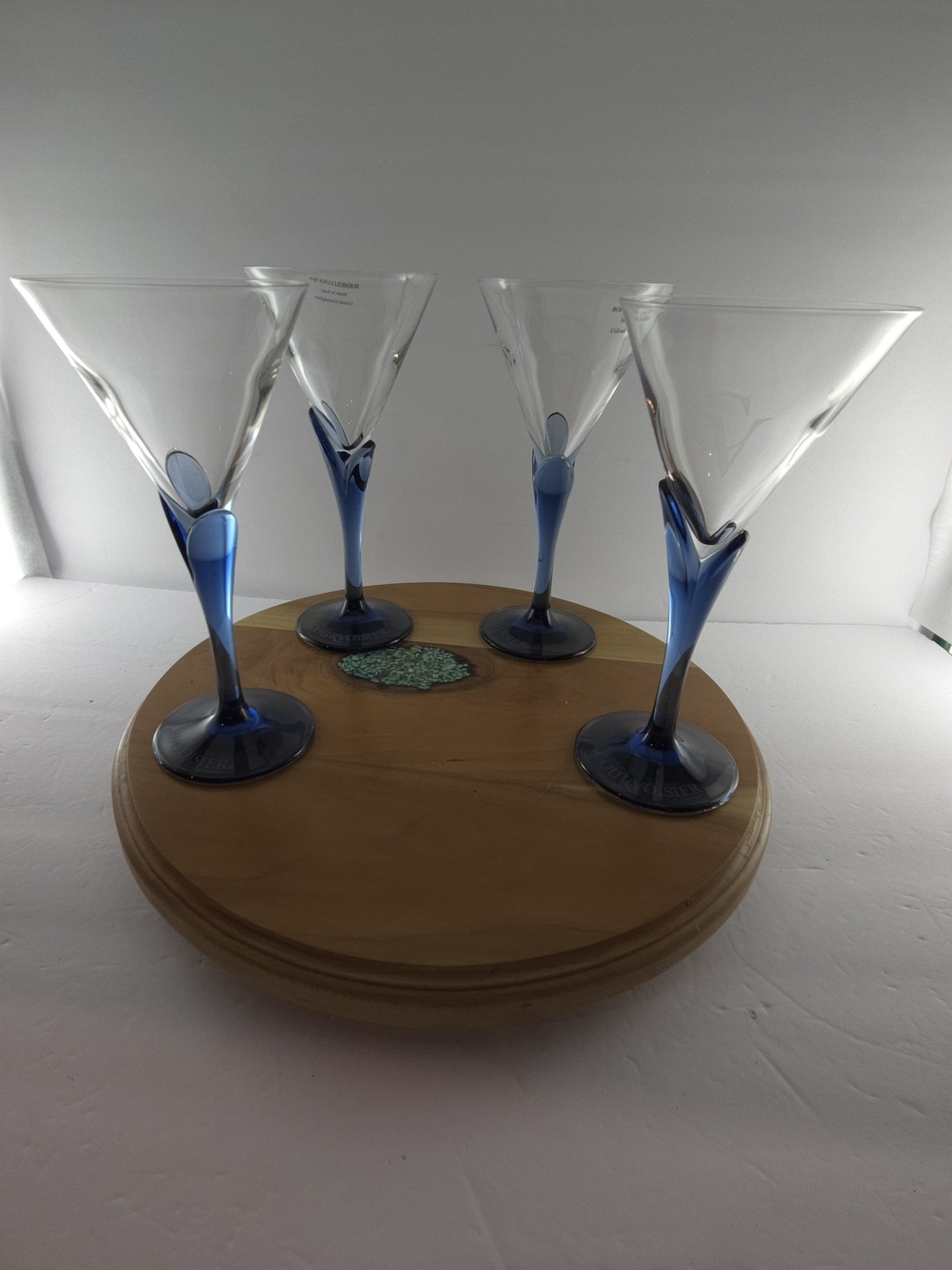 VTG Luigi Bormioli Cobalt Blue Stem Martini Glasses Set of 4
